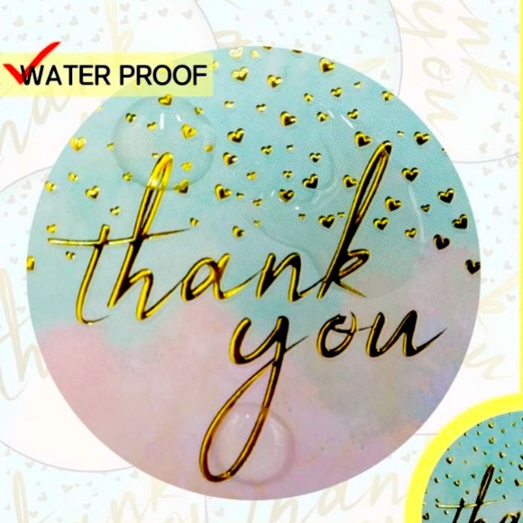 LAST SET! 50 premium gold foil thank you stickers - Picture 3 of 7